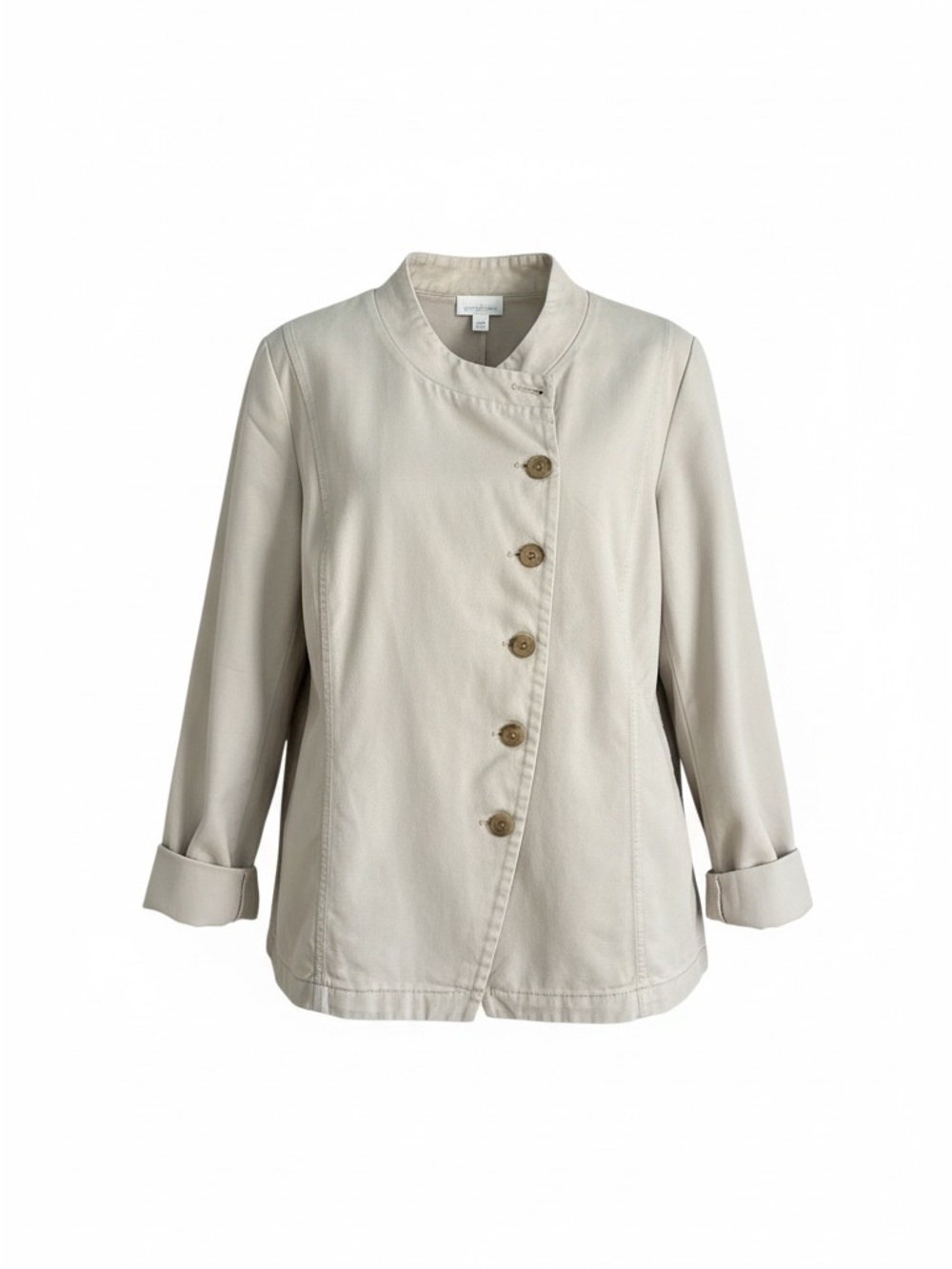 J. Jill Cream Asymmetrical Button Trench Jacket
